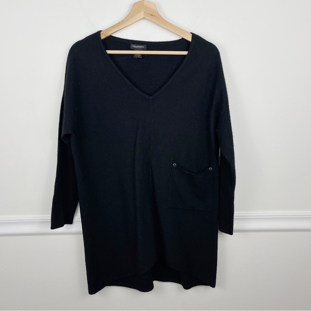 Philosophy Dane Lewis Black Long Cashmere Sweater With Pocket Size S Oversized